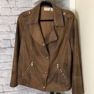 Chicos faux suede Moto jacket sz 2